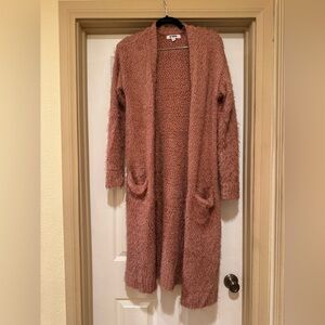 BB Dakota Fuzzy Pink Cardigan